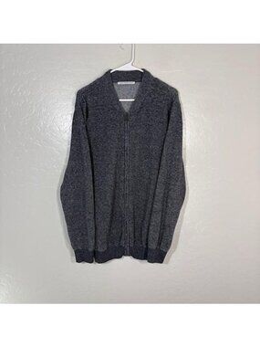 Adolfo Dominguez Sweater Mens XL Gray Full Zip Cardigan Cotton Blend Knit